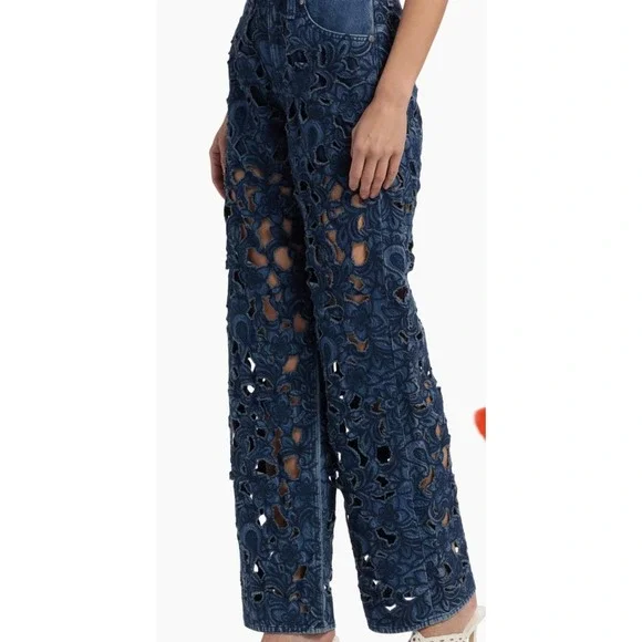 Rag & Bone‎ New York Embellished Lace Wide Leg Jeans Size 33 - Picture 3 of 7